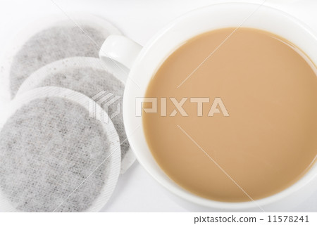 Cup of Tea - Simple cup of tea with milk and tea bags.  11578241