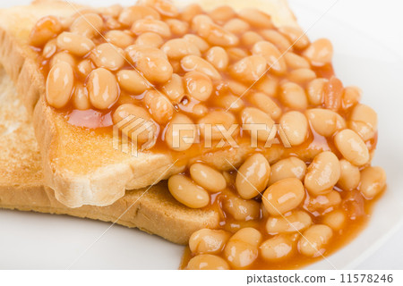 Beans on Toast - Toasted bread slices topped with baked beans. Beans on Toast - Toasted bread slices topped with baked beans. 11578246