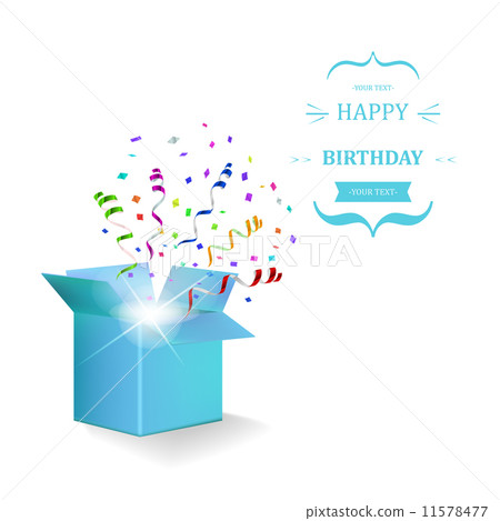 Happy Birthday Box with Confetti Surprise. Vector 11578477
