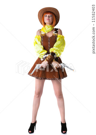Hot leggy model posing dressed as cowboy 11582403