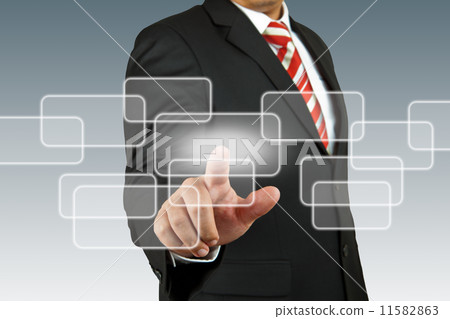businessman hand pushing screen businessman hand pushing screen 11582863