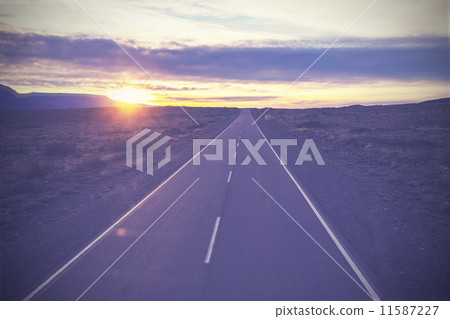 Vintage picture of famous road, Route 40, Patagonia, southern Ar 11587227