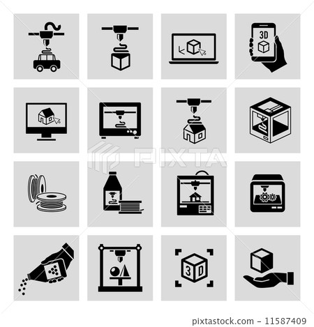Printer 3d icons set 11587409