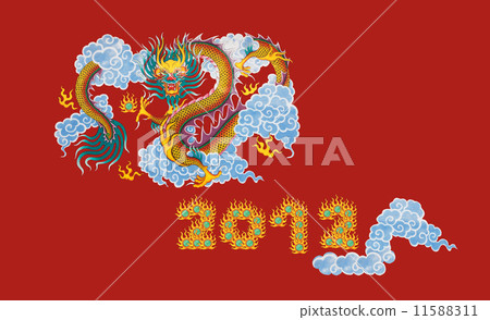 Colorful dragon painting and red number 2012 Colorful dragon painting and red number 2012 11588311