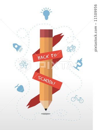 Back to school message banner around pencil Back to school message banner around pencil 11589956