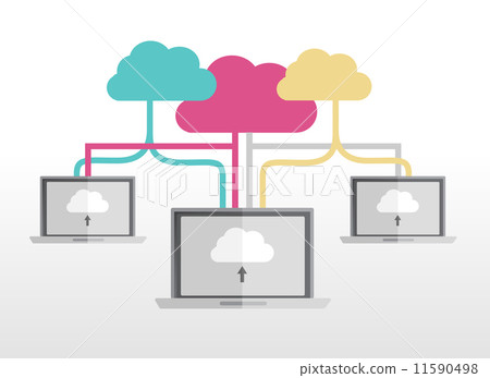 Cloud computing concept with laptops - Stock Illustration [11590498 ...