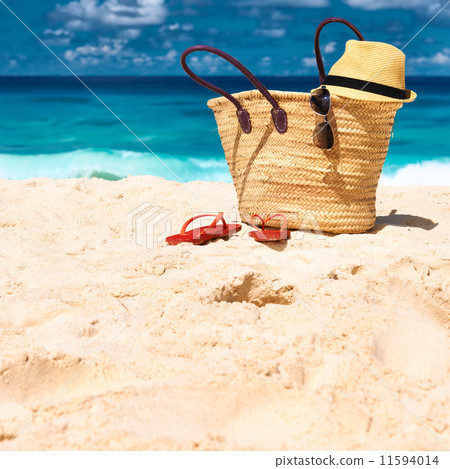 Beautiful beach with bag at Seychelles Beautiful beach with bag at Seychelles 11594014