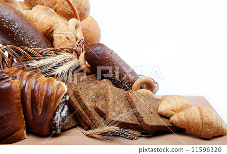 large variety of bread, still life isolate on white background large variety of bread, still life isolate on white background 11596320