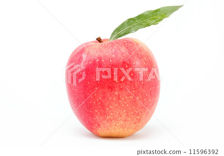 Healthy food. Fresh red apple with green leaf on a white backgro Healthy food. Fresh red apple with green leaf on a white backgro 11596392