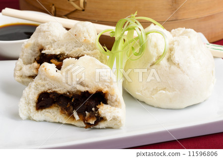 Char Siu Bao - Chinese steamed bun filled with bbq pork -Dim Sum  11596806