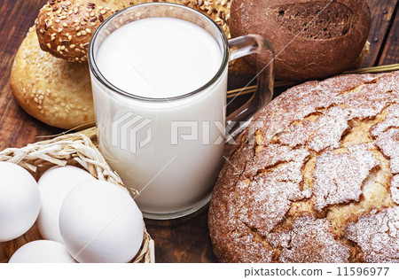 bread, milk, flour and eggs bread, milk, flour and eggs 11596977