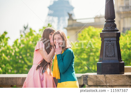 Girls in Paris near the Eiffel tower 11597387