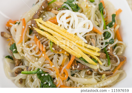 Japchae - Stir fried Korean noodles with beef, mushrooms and veg  11597659