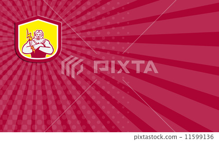 Business card Zeus Greek God Arms Cross Thunderbollt Retro 11599136