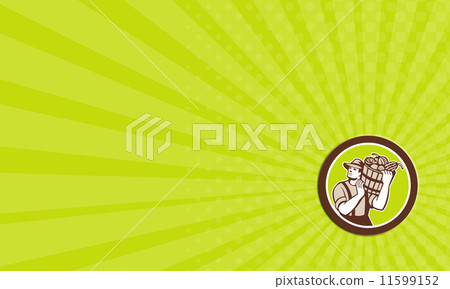 Business card Organic Farmer Carrying Harvest Bucket Retro 11599152