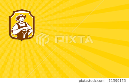 Business card  Organic Farmer Shovel Shield Retro 11599153
