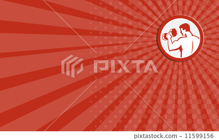 Business card Man Lifting Dumbbell Fitness Retro 11599156