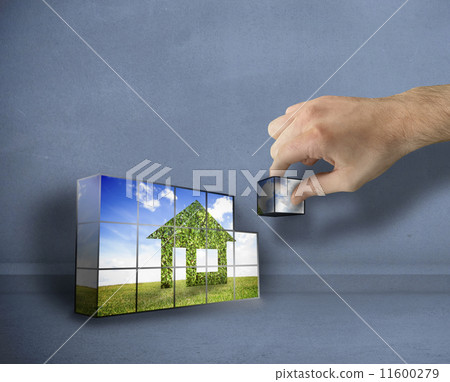 Composite image of hand building wall Composite image of hand building wall 11600279