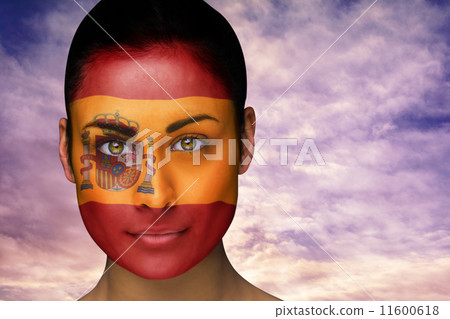Composite image of beautiful brunette in spain facepaint Composite image of beautiful brunette in spain facepaint 11600618