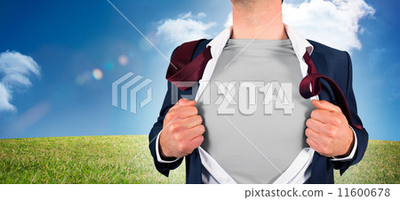 Composite image of businessman opening shirt in superhero style Composite image of businessman opening shirt in superhero style 11600678
