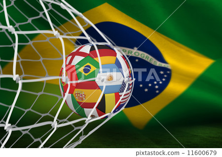 Composite image of football in multi national colours at back of Composite image of football in multi national colours at back of 11600679