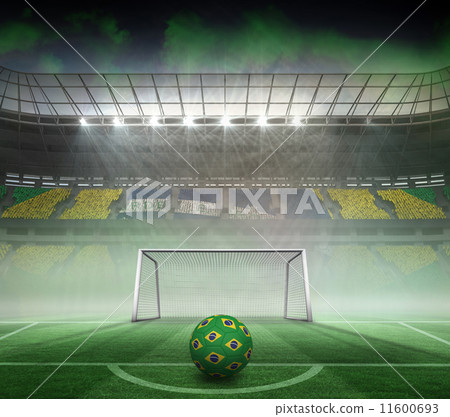 Composite image of football in brazilian colours 11600693