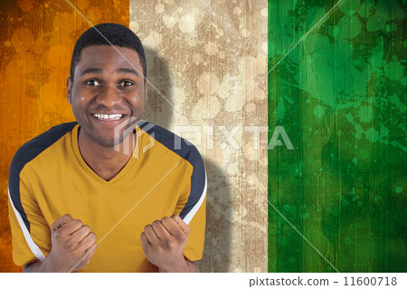 Composite image of cheering football fan in yellow jersey 11600718