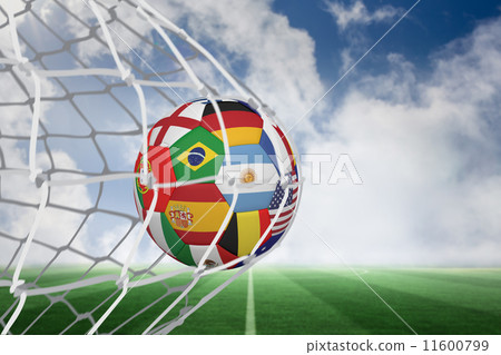 Composite image of football in multi national colours at back of Composite image of football in multi national colours at back of 11600799
