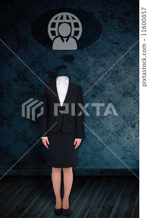 Composite image of headless businesswoman with doodle 11600857