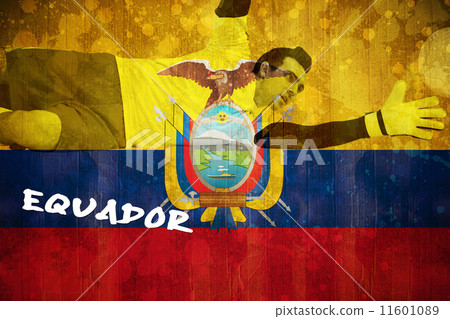 Composite image of goalkeeper in yellow making a save Composite image of goalkeeper in yellow making a save 11601089