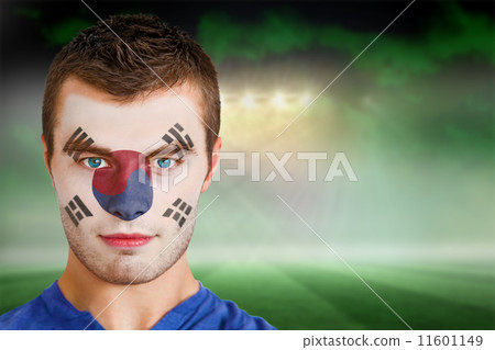 Composite image of south korea football fan in face paint 11601149