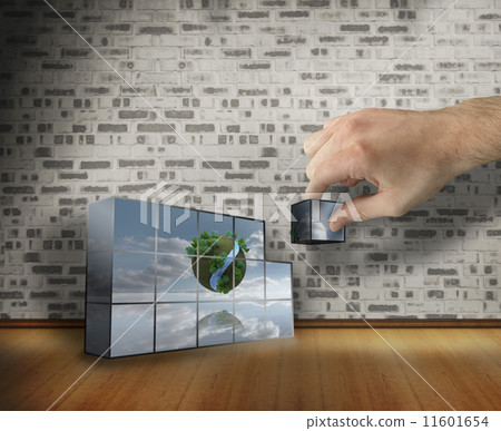 Composite image of hand building wall Composite image of hand building wall 11601654