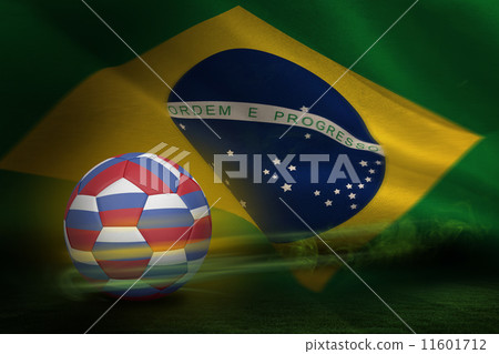 Composite image of football in russia colours 11601712