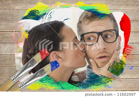 Composite image of flirty colleagues Composite image of flirty colleagues 11602097