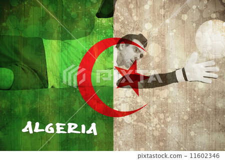 Composite image of goalkeeper in white making a save Composite image of goalkeeper in white making a save 11602346