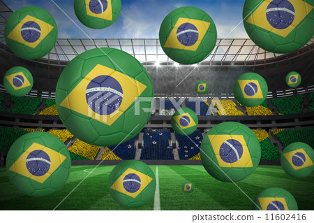 Composite image of footballs in brasil flag colours Composite image of footballs in brasil flag colours 11602416