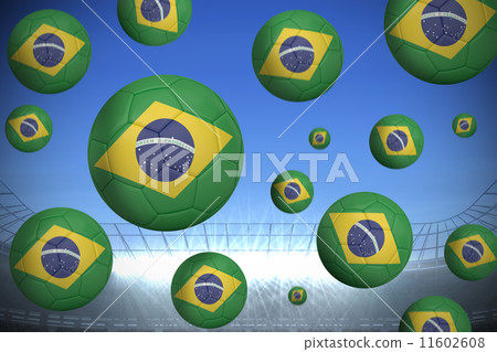 Composite image of footballs in brasil flag colours Composite image of footballs in brasil flag colours 11602608