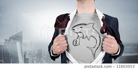 Composite image of businessman opening shirt in superhero style Composite image of businessman opening shirt in superhero style 11603053