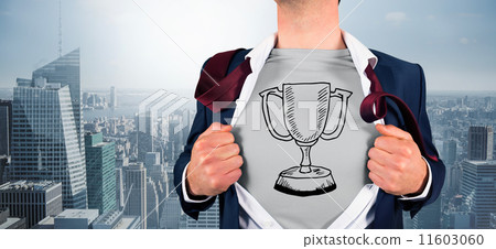 Composite image of businessman opening shirt in superhero style Composite image of businessman opening shirt in superhero style 11603060