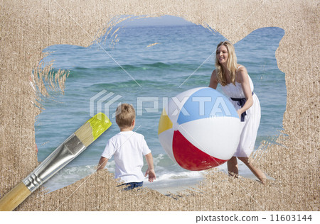 Composite image of mother and son on the beach 11603144