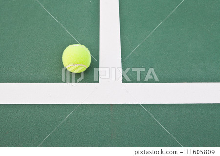 Tennis court at base line with ball Tennis court at base line with ball 11605809