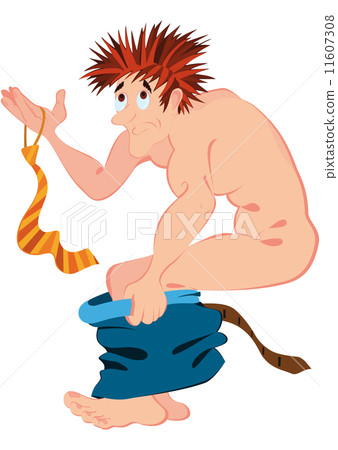 Sketches Of Cartoon Characters Nude - Cartoon naked man holding tie and pants - Stock Illustration [11607308] -  PIXTA