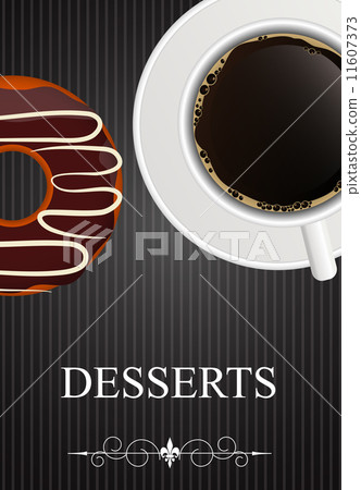 Vector Dessert Menu with Coffee and Donut - Stock Illustration ...