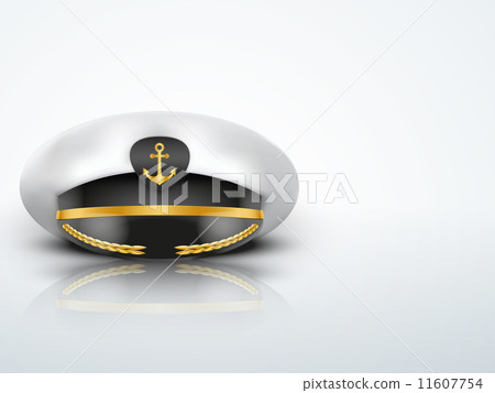 Light Background Captain peaked cap with gold anchor on cockade Light Background Captain peaked cap with gold anchor on cockade 11607754