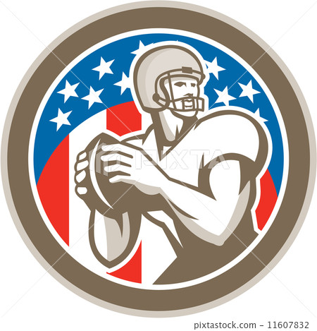 American Football Quarterback QB Circle Retro 11607832