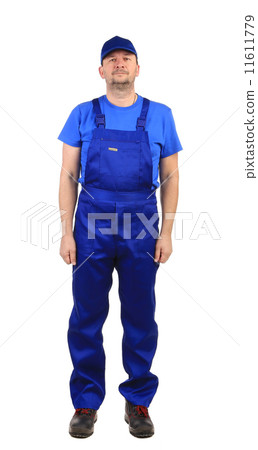 Worker in blue overalls. 11611779
