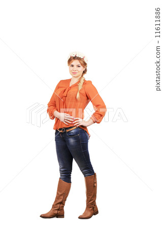 Pretty girl with thick long braid. Pretty girl with thick long braid. 11611886