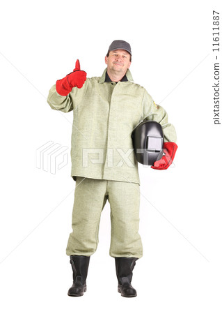Welder shows okey sign Welder shows okey sign 11611887