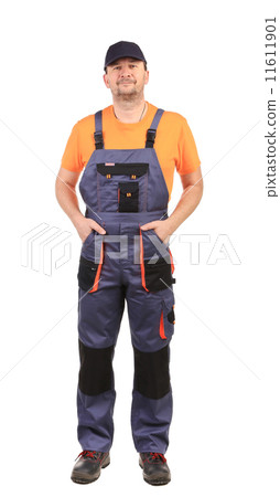 Worker wearing overalls. Worker wearing overalls. 11611901