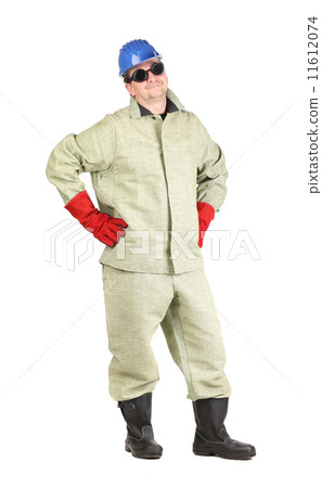 Welder with arms on waist. 11612074